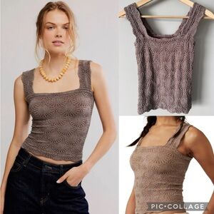 Free People Intimately Free Love Letter Cami Floral Jacquard cropped Tank M/L